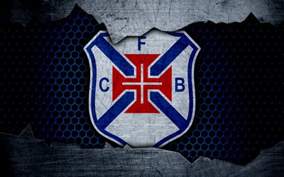 Belenenses FC, 4K, football club, logo, emblem, Lisbon, Portugal, football, Portuguese championship, metal texture, grunge