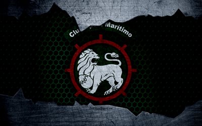 Maritimo FC, 4K, football club, logo, emblem, Madeira, Portugal, Funchal, football, Portuguese championship, metal texture, grunge