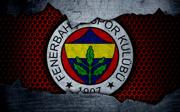 Fenerbahce, 4k, logo, Super Lig, jalkapallo, football club, grunge, Fenerbahce FC, art, metalli rakenne