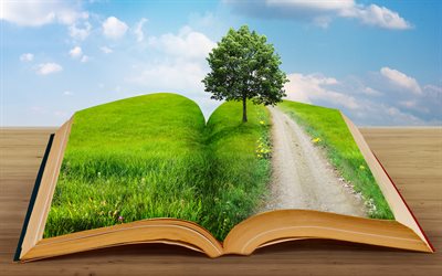 ecologia, 4k, libro verde, ambiente, ecologia concetti, verde, albero, Salvare la Terra