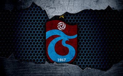 Trabzonspor, 4k, logo, Super Lig, soccer, football club, grunge, Trabzonspor FC, art, metal texture