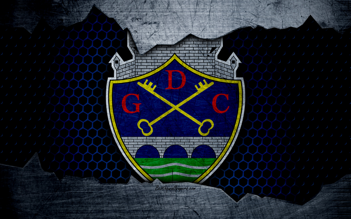 Chaves, FC, 4k, football club, GD Chaves logo, emblem, Shavish, Portugal, football, Portuguese championship, metal texture, grunge