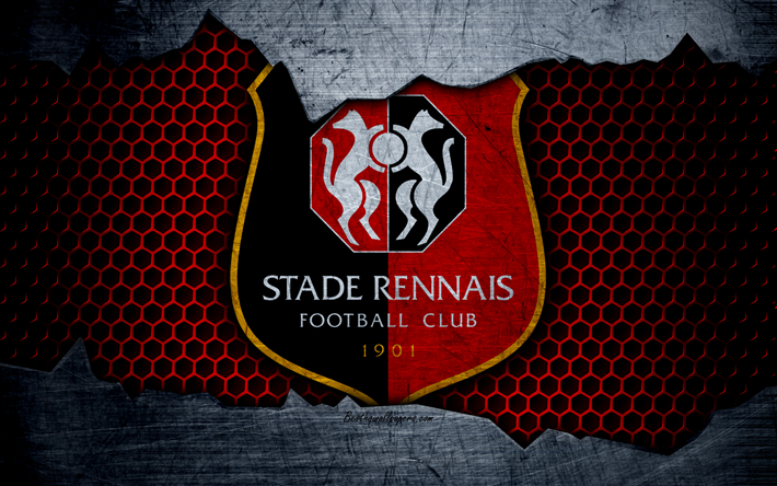 Scarica sfondi Rennes, 4k, Liga 1, logo, grunge, calcio ...