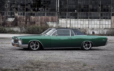 Lincoln Continental, tuning, stance, american cars, retro cars, green Continental, Lincoln