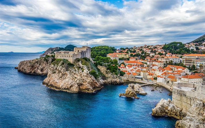 Lovrijenacin Linnoitus, Dubrovnik, Adrianmeren, linnoitus, rannikolla, resort, Kroatia, Lovrijenacin