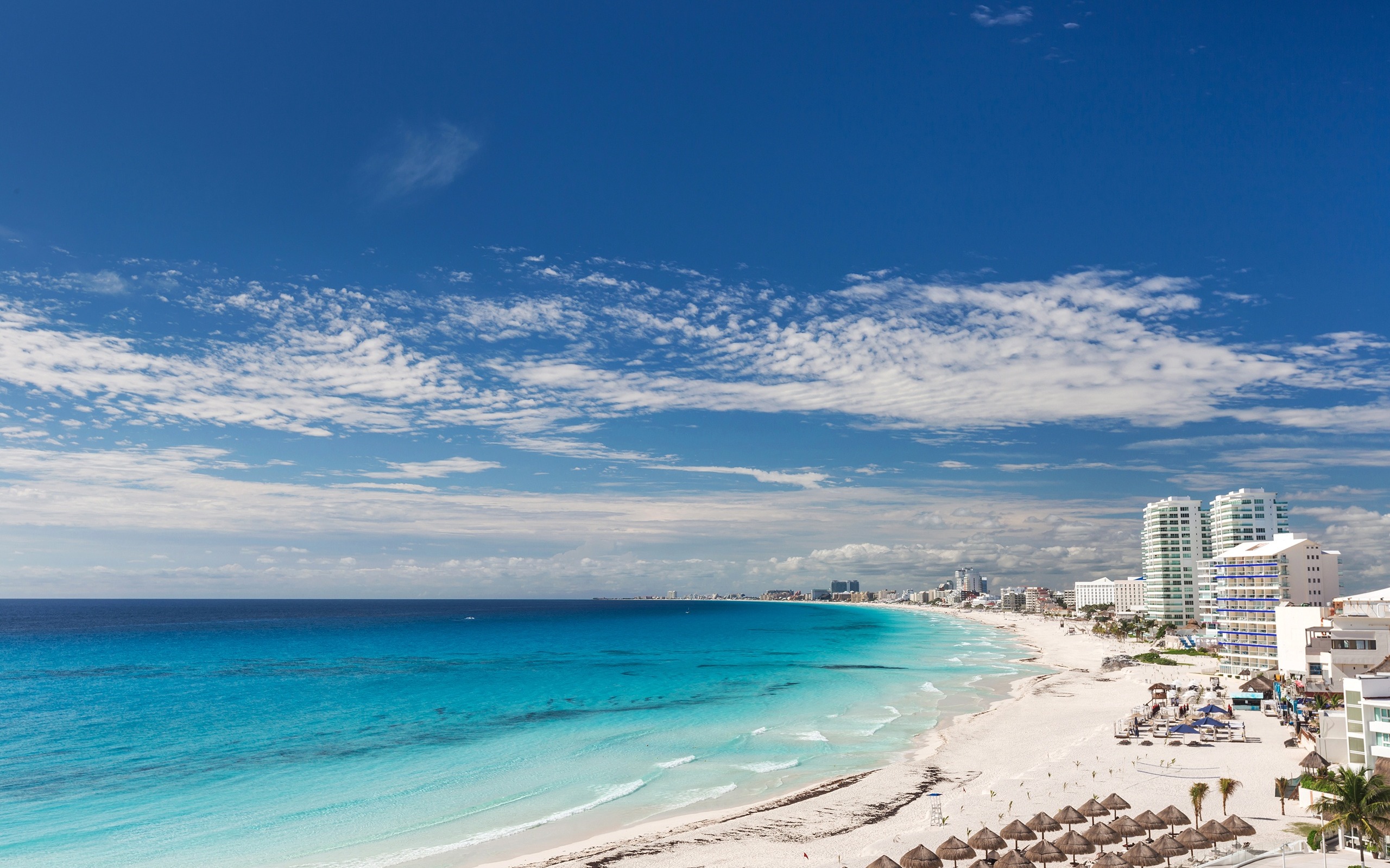 Descargar fondos de pantalla Cancún, playa, mar caribe, costa, resort,  México, Península de Yucatán, Quintana Roo monitor con una resolución  2560x1600. Imagenes de escritorio
