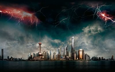Geostorm, 4k, poster, 2017 film, şehir