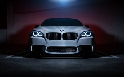 BMW M5, 2017 auto, 550i, F10, tuning, parcheggio, parcheggio gratuito, BMW