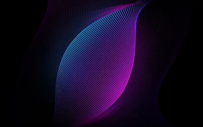 purple waves, darkness, blur, curves, abstract waves, abstract material