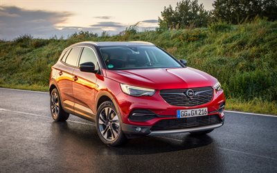 Opel Grandland X, 2018, vermelho novo crossover, vermelho Grandland X, carros alem&#227;es, Opel