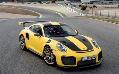 Porsche 911 GT2 RS, 4k, sportcars, 2017 cars, yellow 911, Porsche