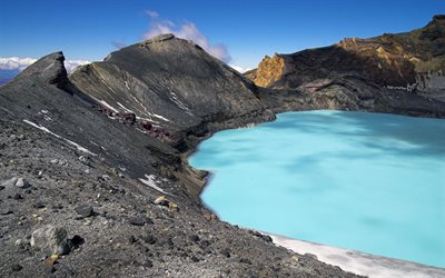 Monte Ruapehu, 4k, crater lake, Ruapehu, vulc&#227;o, Nova Zel&#226;ndia