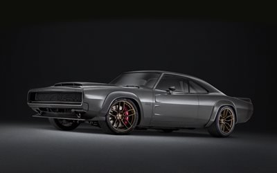 Dodge Super Charger Concept, 2018, gray sports coupe, gray matt Super Charger, American sports cars, gray wheels, Dodge
