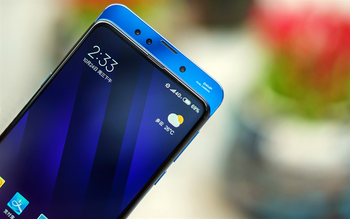 Xiaomi Mi M&#233;langer 3, maisons bleues, en 2018, un smartphone, un menu, Xiaomi