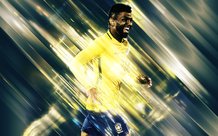 Gabriel Barbosa, 4k, creative art, Brasilian jalkapallomaajoukkue, ter&#228;t tyyli, Brasilialainen jalkapalloilija, Brasilia, keltainen luova tausta, jalkapallo, Barbosa