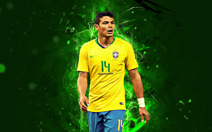 Thiago Silva, puolustaja, Brasilian Maajoukkueen, jalkapallo, Silva, neon valot, Brasilian jalkapallojoukkue