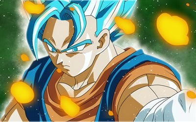 Son-Goku, galaxy, Super Saiyan Bl&#229;, utrymme, DBS, Super Saiyan Gud, konstverk, Dragon Ball Super, manga, Dragon Ball, Goku