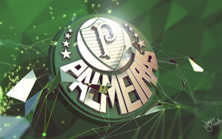 OM Palmeiras FC, 3D-logotyp, Brasiliansk Serie A, kreativa, fotboll, Junior Prado, fan art, brasiliansk fotboll club, Palmeiras FC, Sao Paulo, Brasilien