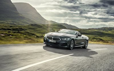BMW 8 Series Convertible, 2019, front view, exterior, new convertible, luxury cars, German cars, BMW