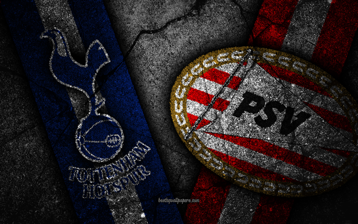 Tottenham vs PSV Eindhoven, Liga Dos Campe&#245;es, Fase De Grupos, Round 4, criativo, O Tottenham FC, O PSV Eindhoven FC, pedra preta