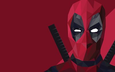 deadpool, marvel, polygon art, vector graphics, superhero, deadpool mask, portrait