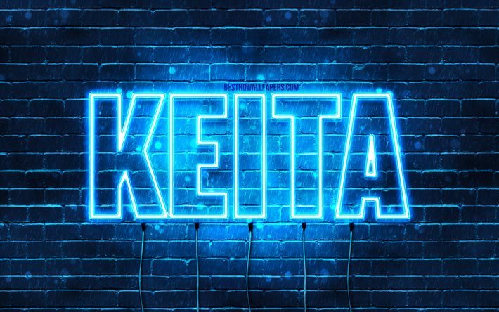 alles gute zum geburtstag keita, 4k, blaue neonlichter, keita name, kreativ, keita alles gute zum geburtstag, keita geburtstag, beliebte japanische m&#228;nnliche namen, bild mit keita namen, keita