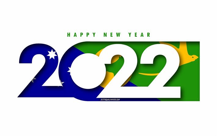 Happy New Year 2022 Christmas Adası, beyaz arka plan, Christmas Adası 2022, Christmas Adası 2022 Yeni Yıl, 2022 kavramlar, Christmas Adası, Christmas Adası Bayrağı