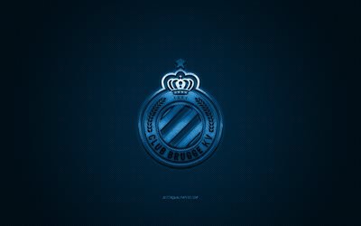 club brugge kv, belgischer fu&#223;ballverein, jupiler pro league, blaues logo, blauer kohlefaserhintergrund, belgische first division a, fu&#223;ball, br&#252;gge, belgien, club brugge kv-logo