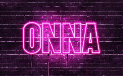 Buon Compleanno Onna, 4k, luci al neon rosa, nome Onna, creativo, Onna Buon Compleanno, Compleanno Onna, nomi femminili giapponesi popolari, foto con nome Onna, Onna