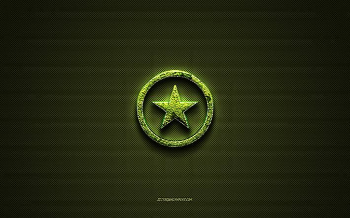 Logo Converse, logo creativo verde, logo arte floreale, emblema Converse, trama in fibra di carbonio verde, Converse, arte creativa