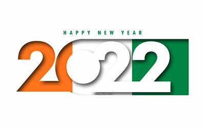Happy New Year 2022 Cote dIvoire, white background, Cote dIvoire 2022, Cote dIvoire 2022 New Year, 2022 concepts, Cote dIvoire, Flag of Cote dIvoire