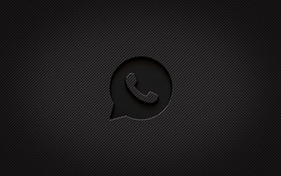 WhatsAppカーボンロゴ, 4k, グランジアート, カーボンバックグラウンド, creative クリエイティブ, WhatsAppの黒いロゴ, ソーシャルネットワーク, WhatsAppロゴ, Whatsapp