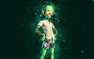 Tropical Human Bill, 4k, n&#233;ons turquoise, Fortnite Battle Royale, personnages Fortnite, Tropical Human Bill Skin, Fortnite, Tropical Human Bill Fortnite