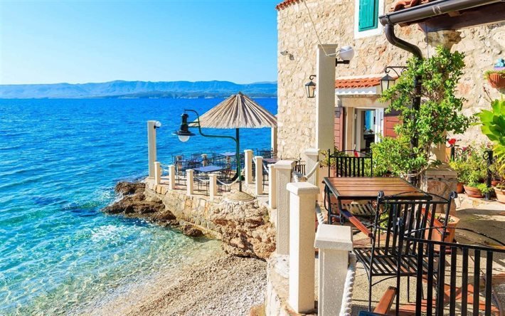 Isola di Brac, Mare Adriatico, estate, Milna, viaggi estivi, localit&#224; croate, mare, Brac, Croazia