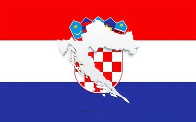 Croatia map silhouette, Flag of Croatia, silhouette on the flag, Croatia, 3d Croatia map silhouette, Croatia flag, Croatia 3d map