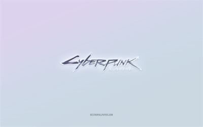 Logo di Cyberpunk 2077, ritagliare testo 3d, sfondo bianco, logo 3d di Cyberpunk 2077, emblema di Cyberpunk 2077, Cyberpunk 2077, logo in rilievo, emblema di Cyberpunk 2077 3d