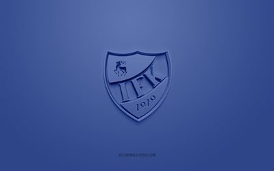 IFKマリエハムン, クリエイティブな3Dロゴ, 青い背景, フィンランドのサッカーチーム, ヴェイッカウスリーガ, マリーハムン, フィンランド, フットボール。, IFKマリハムン3Dロゴ