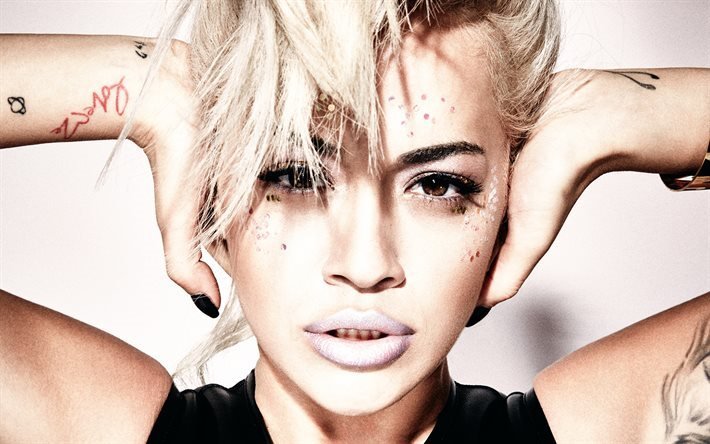 Rita Ora, la cantante, rubia, maquillaje, chica bonita, retrato