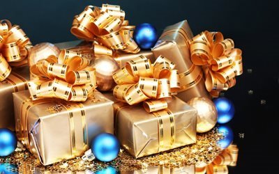 Los regalos de navidad, cajas con regalos, Navidad, A&#241;o Nuevo