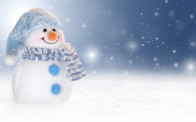 snowman, winter, 5k, glare, new year, christmas