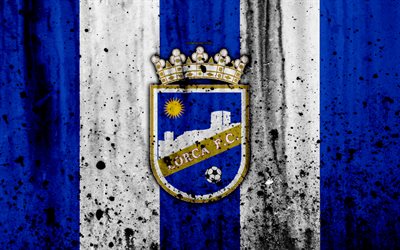 4k, FC Lorca, grunge, Segunda Division, art, soccer, football club, Spain, Lorca, logo, LaLiga2, stone texture, Lorca FC