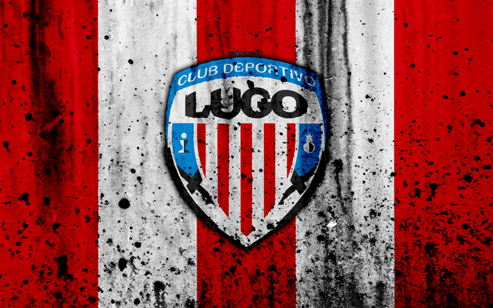 4k, FC Lugo, grunge, Segunda Division, l&#39;arte, il calcio, il football club, Spagna, CD Lugo, logo, LaLiga2, pietra, texture, Lugo FC