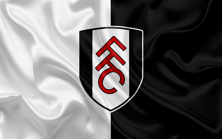 Download wallpapers Fulham FC, silk flag, emblem, logo, 4k, Fulham,  England, UK, English football club, Football League Championship, Second  League, football for desktop free. Pictures for desktop free