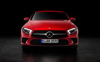 4k, Mercedes-Benz 450, 2019 araba, kırmızı CLS, l&#252;ks arabalar, yeni CLS, Mercedes
