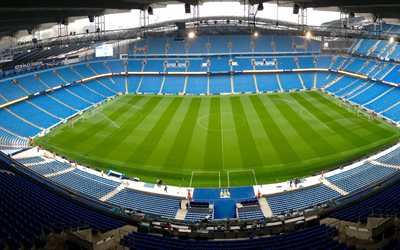 Etihad Stadium, green football lawn, field, football stadium, Manchester City, Premier League, England