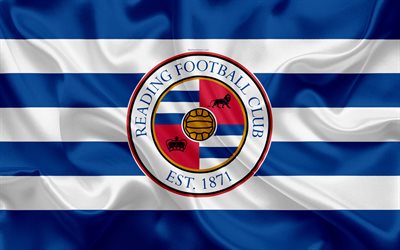 Reading FC, silk flag, emblem, logo, 4k, Reading, Berkshire, UK, English football club, Football League Championship, Second League, football