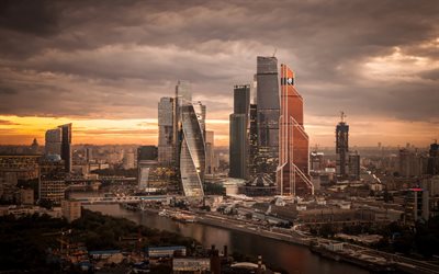 Moscow City, skyscrapers, business center, modern architecture, Moscow, Russia