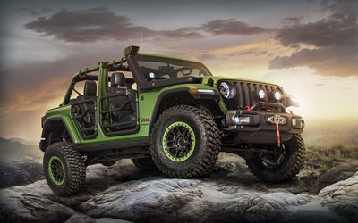 Jeep Wrangler Unlimited Rubicon, offroad, 2018 cars, SUVs, Jeep Wrangler, american cars, Jeep
