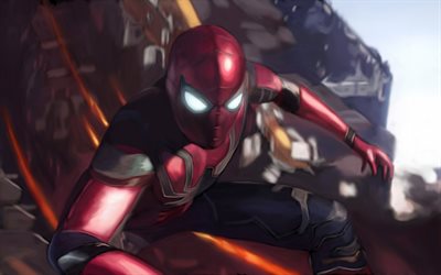 spiderman, superhero, art, red suit