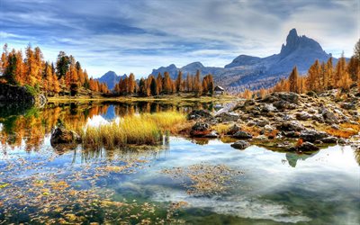 Italia, 4k, autunno, lago, montagna, Europa